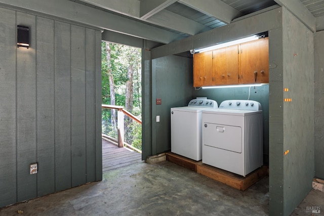 45270 Ocean View Ln, Gualala, CA 95445 - washroom featuring cabinet space and independent washer and dryer