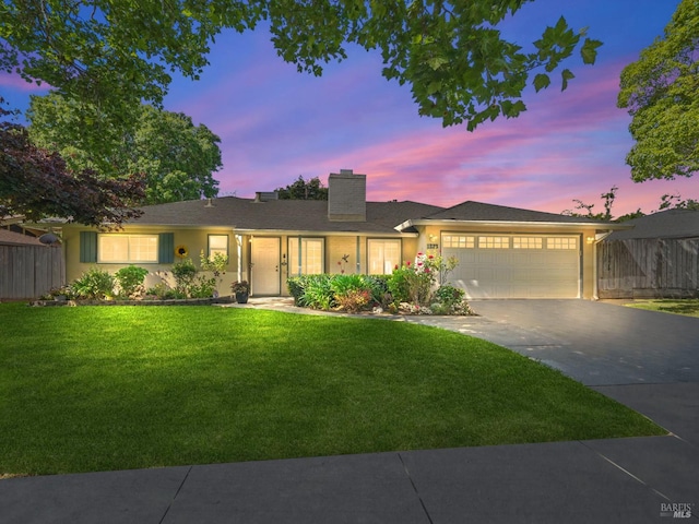 1233 Lincoln St, Fairfield, CA 94533 - ranch-style home featuring driveway, a chimney, a garage, and stucco siding