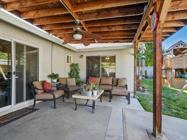 1233 Lincoln St, Fairfield, CA 94533 - view of patio with an outdoor hangout area and ceiling fan