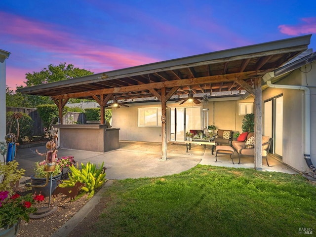1233 Lincoln St, Fairfield, CA 94533 - patio terrace at dusk featuring a patio area and outdoor lounge area