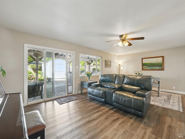 1233 Lincoln St, Fairfield, CA 94533 - living room with a ceiling fan, wood finished floors, and baseboards