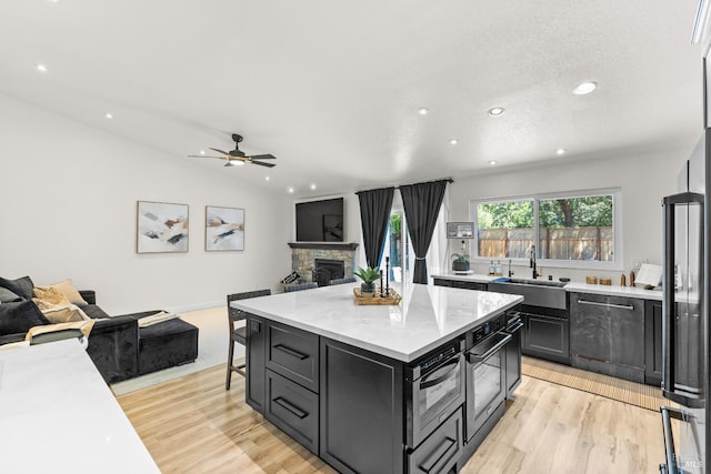 9508 Jessica Dr, Windsor, CA 95492 - kitchen featuring dishwasher, open floor plan, a sink, a ceiling fan, and recessed lighting