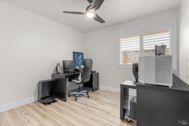 9508 Jessica Dr, Windsor, CA 95492 - home office with a ceiling fan, baseboards, and wood finished floors