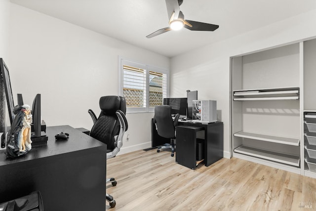 9508 Jessica Dr, Windsor, CA 95492 - office area with wood finished floors, a ceiling fan, and baseboards