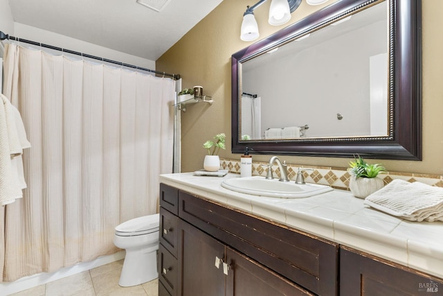 9508 Jessica Dr, Windsor, CA 95492 - bathroom with vanity, toilet, tile patterned floors, and curtained shower