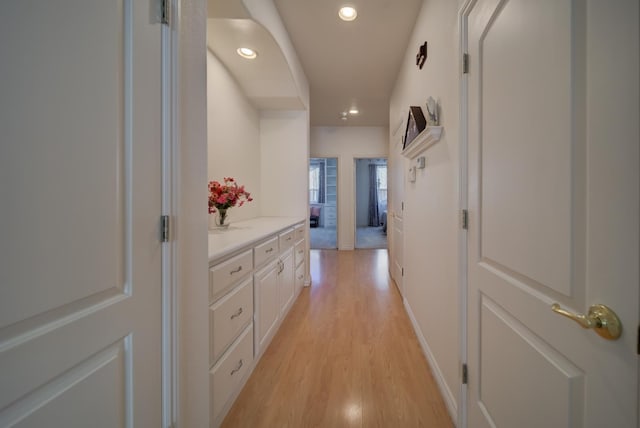 3543 Oak Shores Dr, Stockton, CA 95209 - corridor with recessed lighting, light wood-type flooring, and baseboards