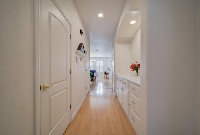 3543 Oak Shores Dr, Stockton, CA 95209 - corridor featuring light wood-style flooring, recessed lighting, and baseboards