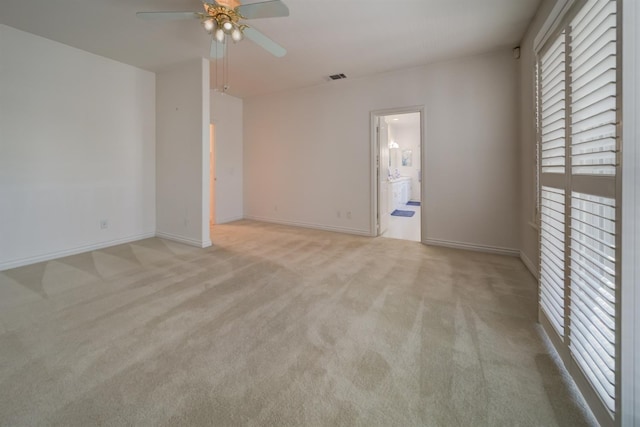 3543 Oak Shores Dr, Stockton, CA 95209 - spare room with a ceiling fan, light colored carpet, and baseboards