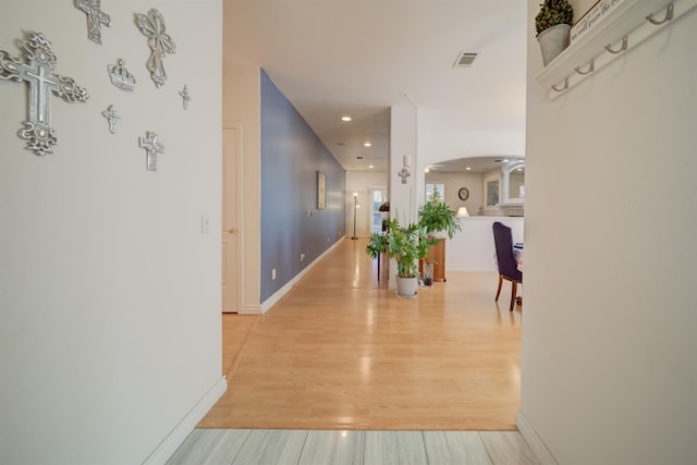 3543 Oak Shores Dr, Stockton, CA 95209 - corridor featuring light wood-style floors, baseboards, and recessed lighting