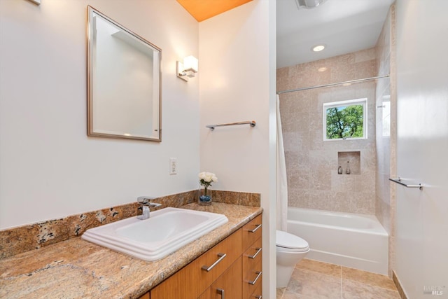 48 Longhorn Ridge Rd, Napa, CA 94558 - bathroom featuring vanity, toilet, shower / bath combo, and tile patterned floors