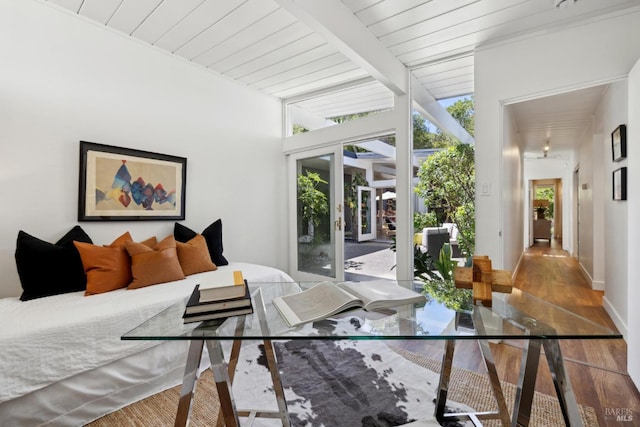 100 De La Guerra Rd, San Rafael, CA 94903 - sunroom with beam ceiling and french doors