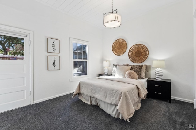 516 Howard St, Petaluma, CA 94952 - bedroom with dark carpet, baseboards, and crown molding