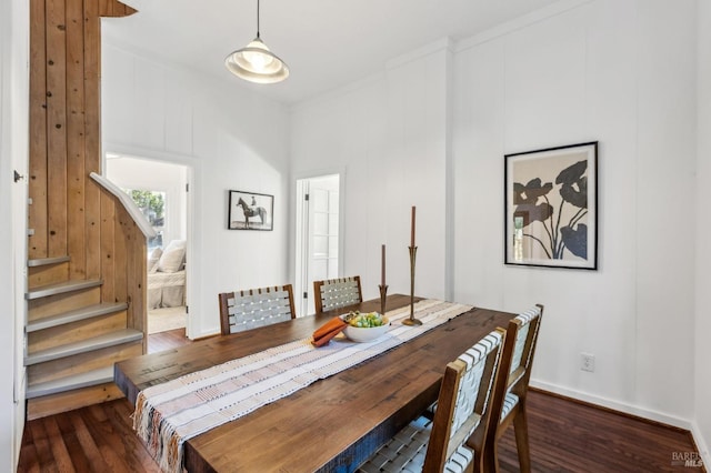 516 Howard St, Petaluma, CA 94952 - dining room with dark wood-style flooring, stairs, and baseboards