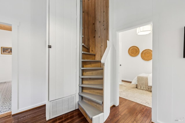 516 Howard St, Petaluma, CA 94952 - staircase with wood finished floors