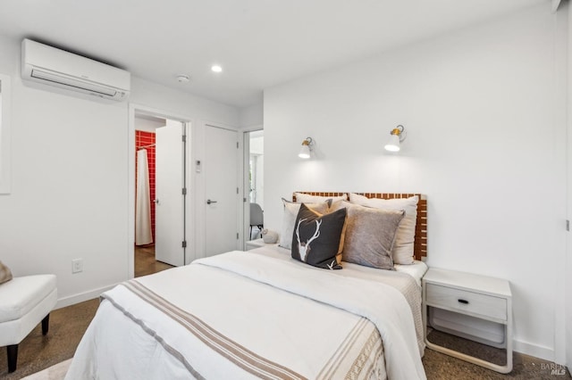 516 Howard St, Petaluma, CA 94952 - carpeted bedroom with a wall mounted air conditioner, baseboards, recessed lighting, a spacious closet, and a closet