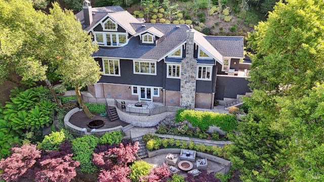 541 Oak Ave, San Anselmo, CA 94960 - rear view of property featuring an outdoor fire pit, a patio, and stairs