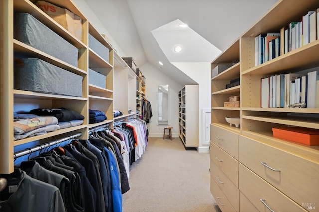 541 Oak Ave, San Anselmo, CA 94960 - walk in closet featuring light colored carpet and vaulted ceiling