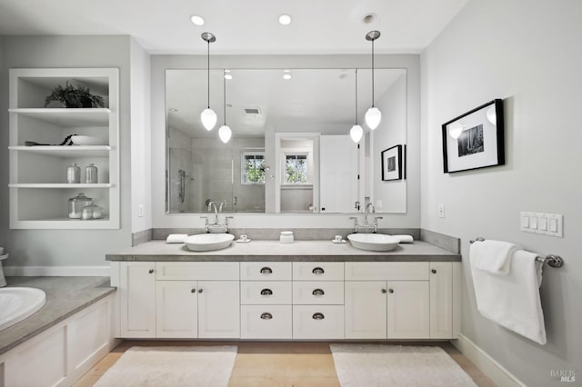 541 Oak Ave, San Anselmo, CA 94960 - bathroom featuring a stall shower and double vanity