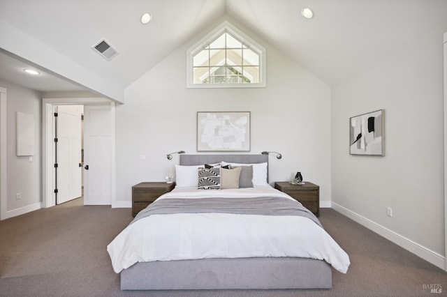 541 Oak Ave, San Anselmo, CA 94960 - carpeted bedroom featuring baseboards, lofted ceiling, and recessed lighting