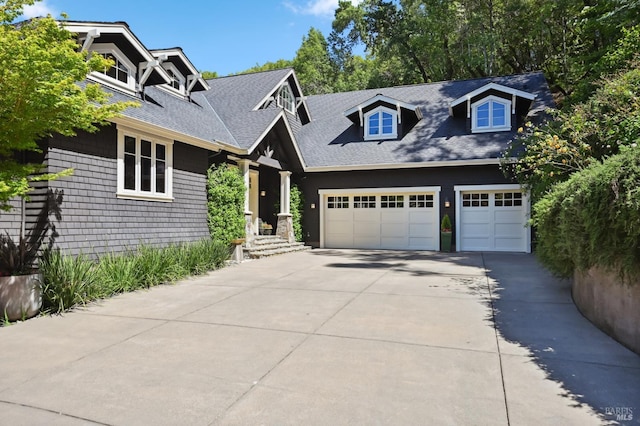 541 Oak Ave, San Anselmo, CA 94960 - view of front facade with driveway, a shingled roof, and a garage