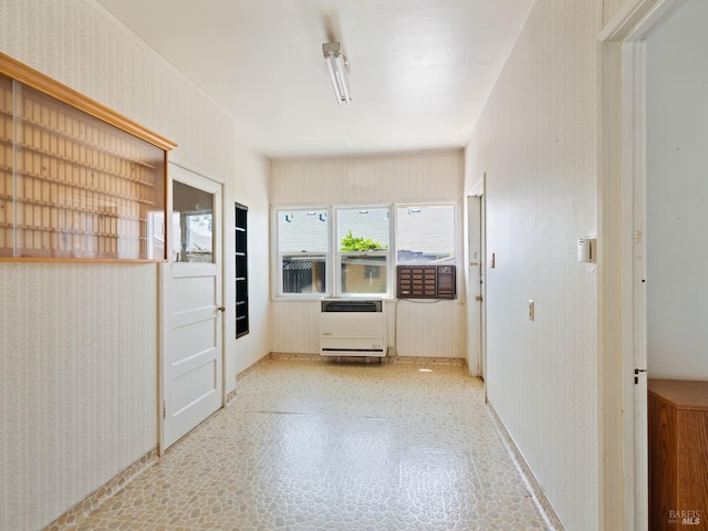 442 Piper St, Healdsburg, CA 95448 - corridor featuring heating unit, tile patterned floors, and wallpapered walls