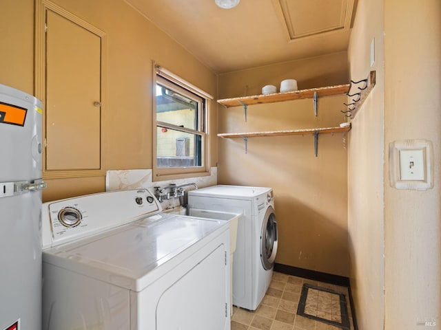 442 Piper St, Healdsburg, CA 95448 - washroom featuring separate washer and dryer, water heater, and baseboards