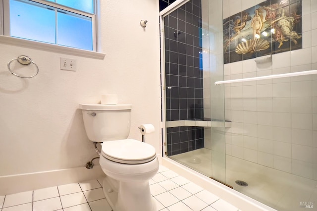 15866 Wright Dr, Guerneville, CA 95446 - full bathroom featuring tile patterned flooring, a shower stall, and toilet