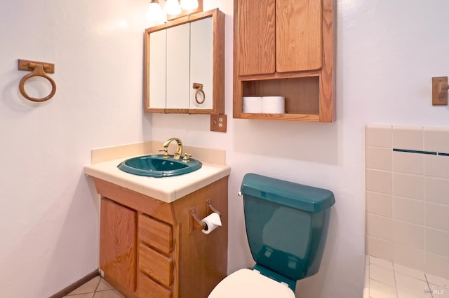 15866 Wright Dr, Guerneville, CA 95446 - bathroom with vanity, toilet, and tile patterned floors