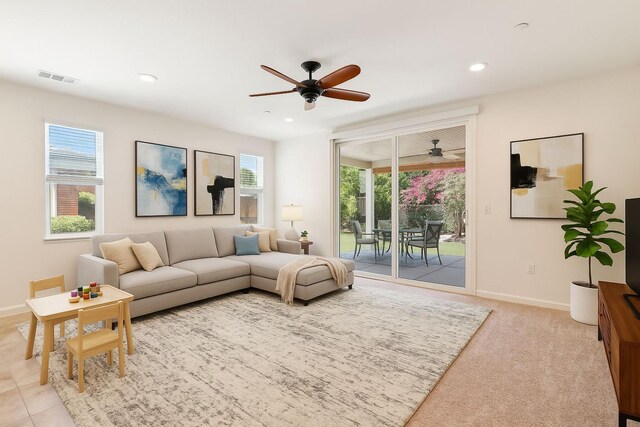 2032 Hunt St, Woodland, CA 95776 - living room with a ceiling fan, baseboards, and recessed lighting