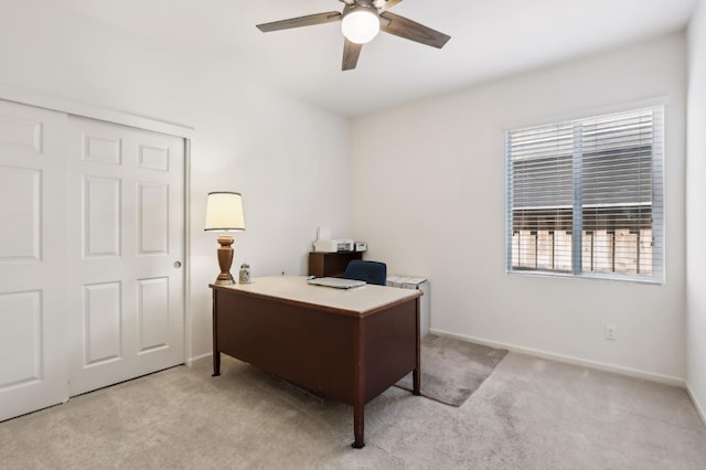 2032 Hunt St, Woodland, CA 95776 - home office with ceiling fan, carpet flooring, and baseboards