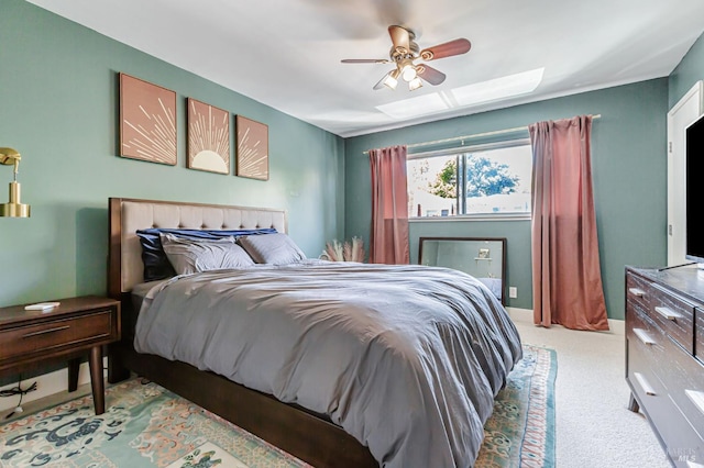 3 Aries Ln, Novato, CA 94947 - bedroom featuring a skylight, carpet, and ceiling fan