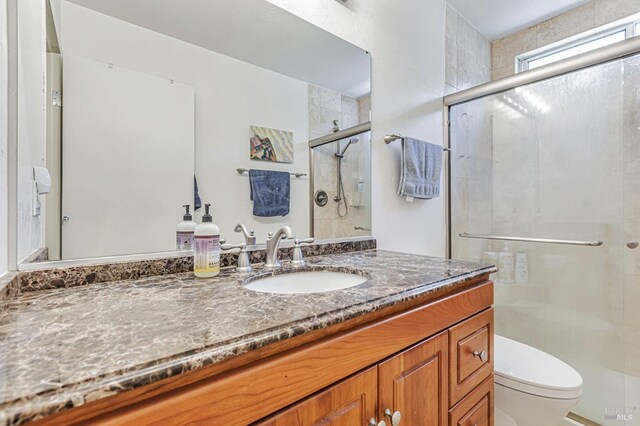 3 Aries Ln, Novato, CA 94947 - full bathroom with a shower stall, vanity, and toilet