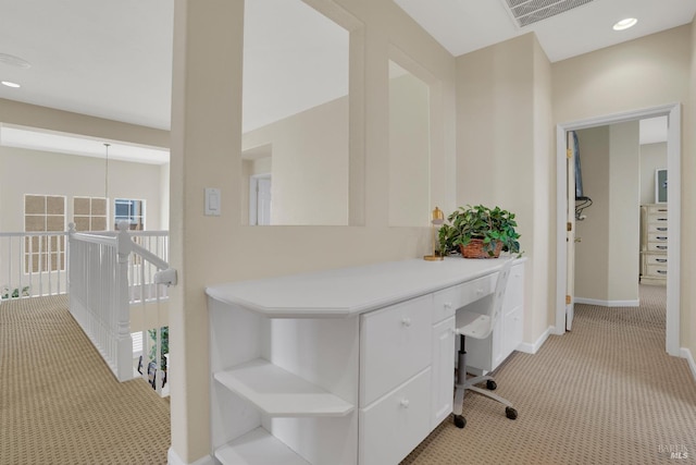 116 Birmingham Ct, Discovery Bay, CA 94505 - hall featuring light colored carpet, an office area, baseboards, and recessed lighting