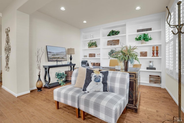 116 Birmingham Ct, Discovery Bay, CA 94505 - living area with light wood-style flooring, baseboards, recessed lighting, and built in features