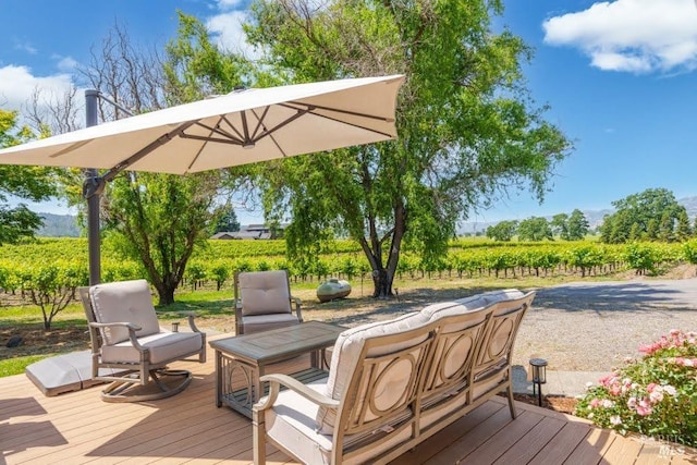 725 Lytton Station Rd, Healdsburg, CA 95448 - deck with agricultural area and a view of rural / pastoral area