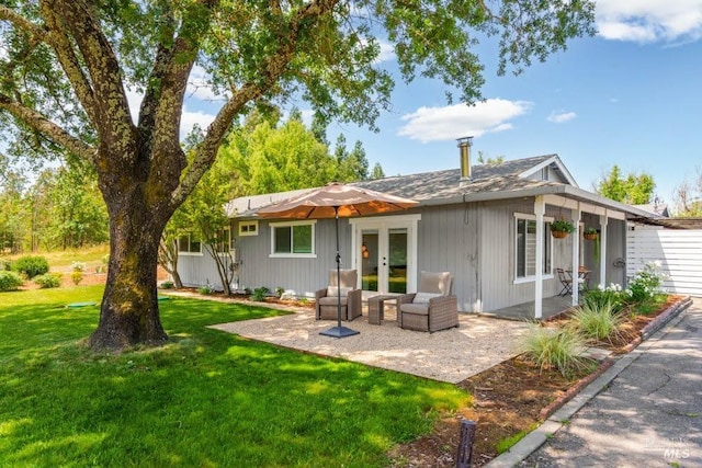 725 Lytton Station Rd, Healdsburg, CA 95448 - rear view of house featuring french doors, a yard, and a patio area