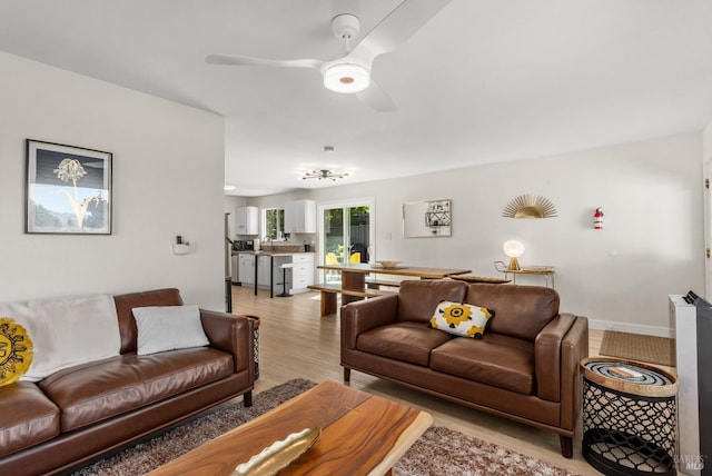 725 Lytton Station Rd, Healdsburg, CA 95448 - living room featuring ceiling fan and light wood-type flooring