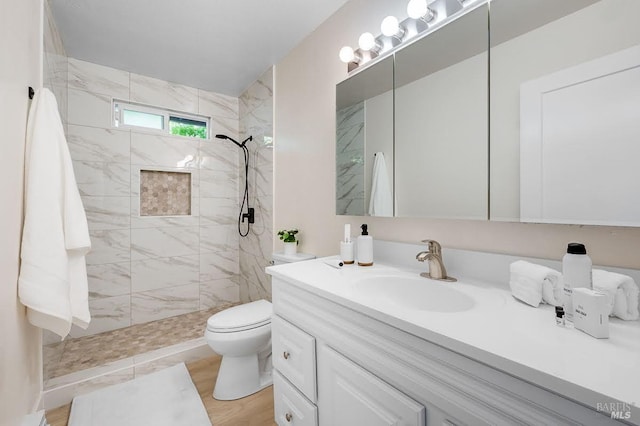 725 Lytton Station Rd, Healdsburg, CA 95448 - full bathroom featuring vanity, walk in shower, toilet, and wood finished floors