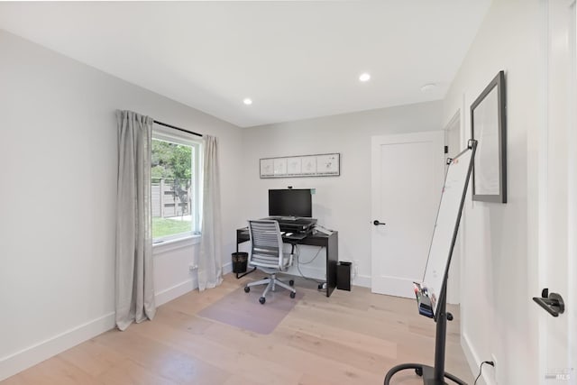 20 Almenar Dr, Greenbrae, CA 94904 - home office featuring light wood-style floors, baseboards, and recessed lighting
