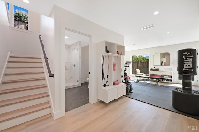20 Almenar Dr, Greenbrae, CA 94904 - foyer entrance featuring light wood-style floors, stairway, and recessed lighting