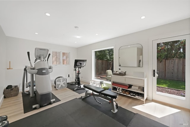 20 Almenar Dr, Greenbrae, CA 94904 - exercise area with wood finished floors, recessed lighting, and baseboards