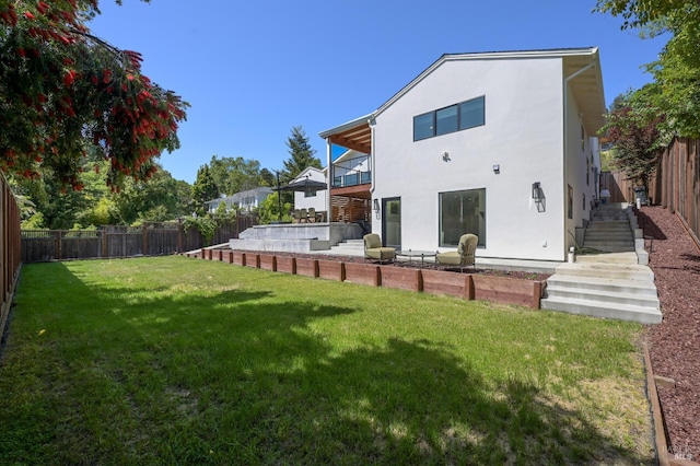 20 Almenar Dr, Greenbrae, CA 94904 - rear view of house with a balcony, stucco siding, and stairs