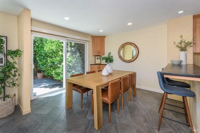 1721 Northstar Dr, Petaluma, CA 94954 - dining space featuring baseboards, recessed lighting, and dark stone finish flooring