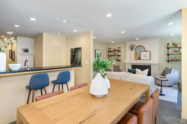 1721 Northstar Dr, Petaluma, CA 94954 - dining area with recessed lighting and a fireplace