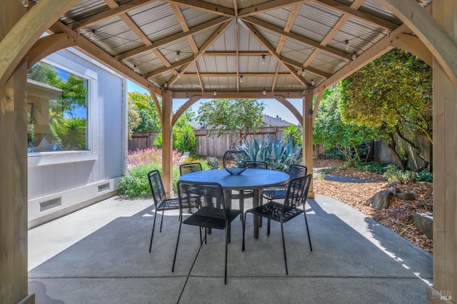 1721 Northstar Dr, Petaluma, CA 94954 - fenced backyard with outdoor dining area, a patio area, and a gazebo