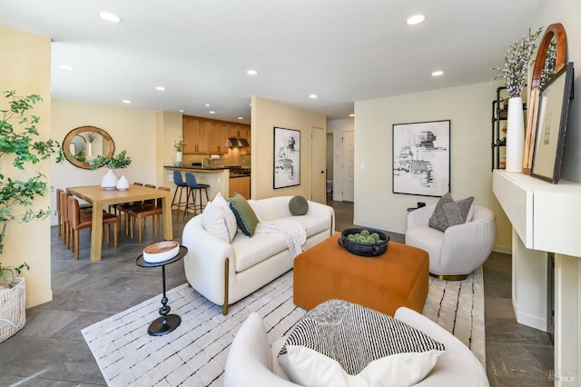 1721 Northstar Dr, Petaluma, CA 94954 - living room featuring recessed lighting, baseboards, and stone finish floors