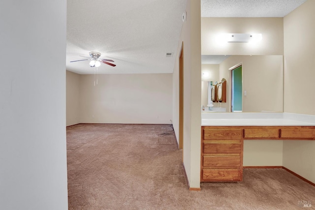 4009 Rimrock Dr, Antioch, CA 94509 - bathroom with ceiling fan, a textured ceiling, and vanity