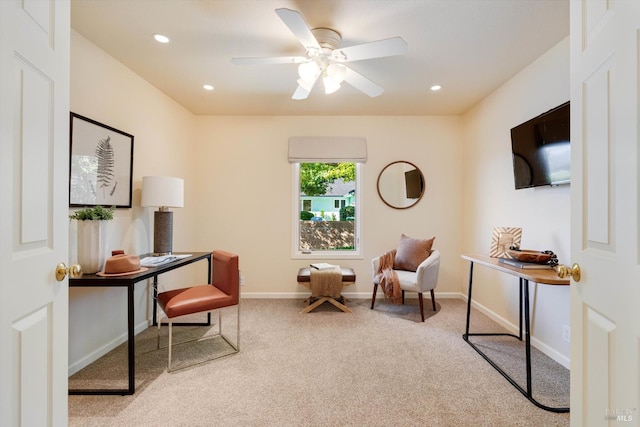 466 Pratt Ave, Saint Helena, CA 94574 - office featuring carpet, ceiling fan, baseboards, and recessed lighting