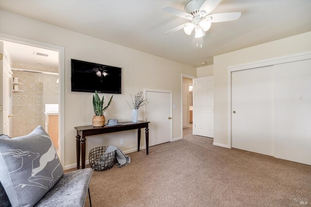 466 Pratt Ave, Saint Helena, CA 94574 - living area with a ceiling fan and carpet