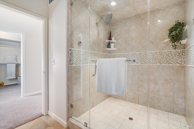 466 Pratt Ave, Saint Helena, CA 94574 - full bath with a stall shower, baseboards, and tile patterned flooring
